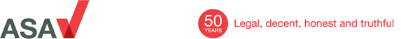 ASA logo - celebrating 50 years of being legal, decent, honest and truthful