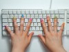 "Blogging" spelled on fingernails